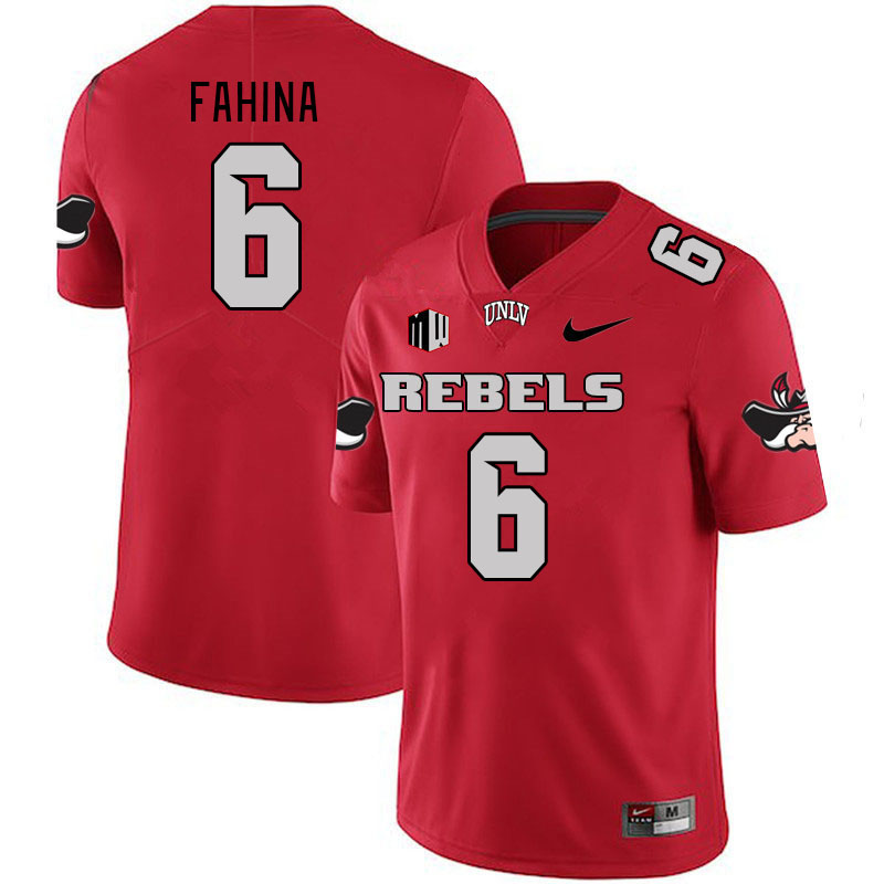 Men #6 Naki Fahina UNLV Rebels 2023 College Football Jerseys Stitched-Scarlet